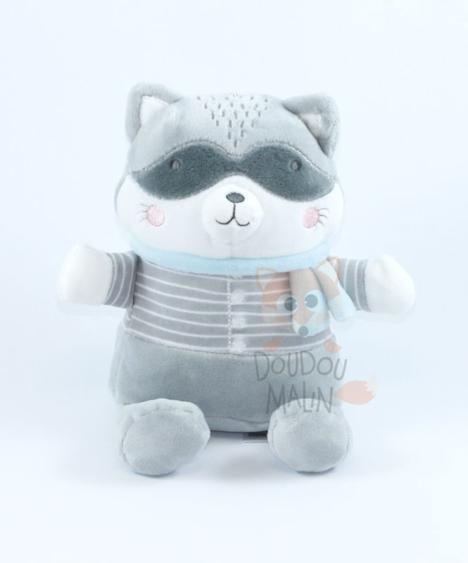  peluche raton-laveur gris blanc bleu 